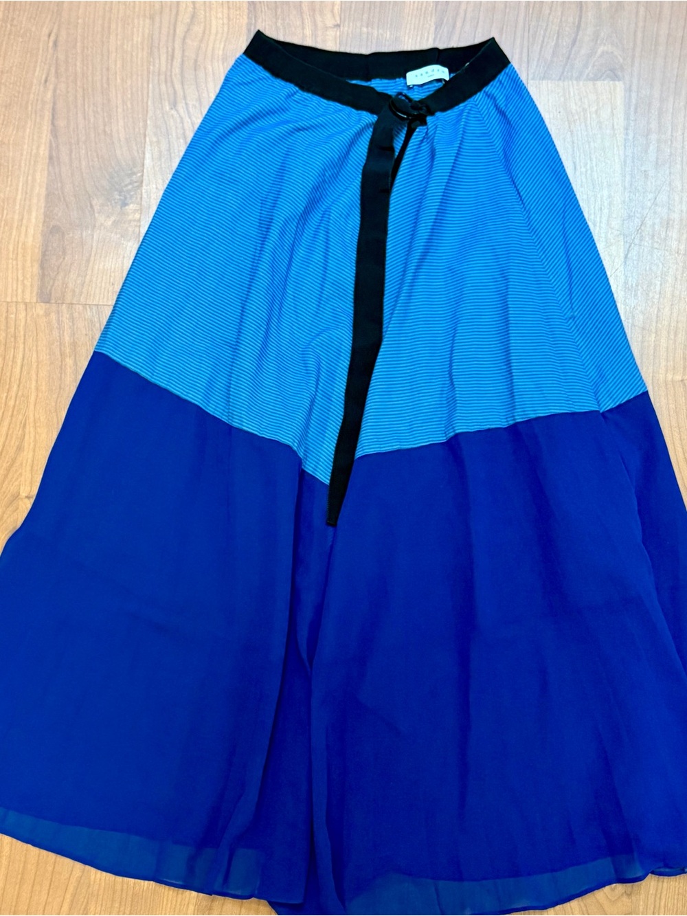 Sandro Blue Colorblock A-Line Skirt